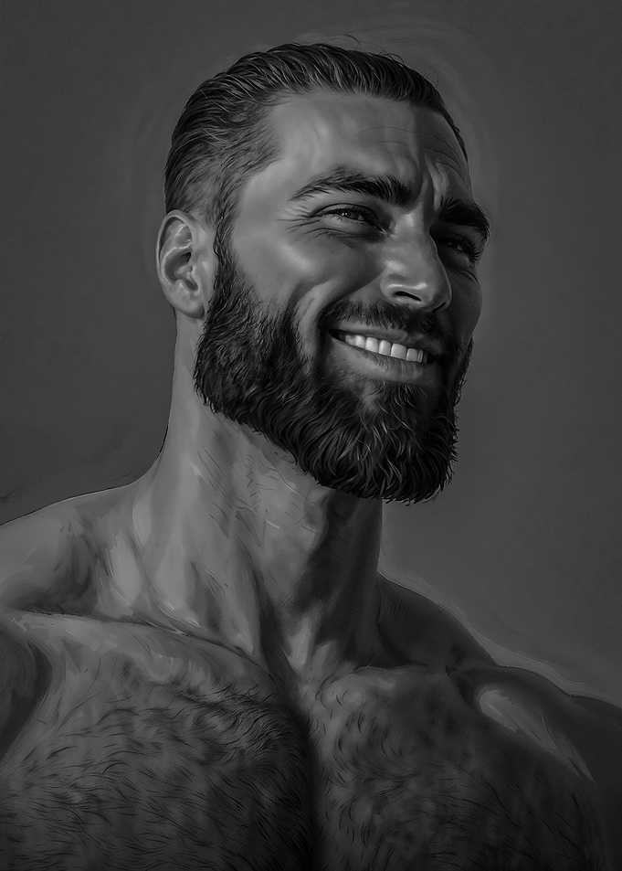 Chad Meme Black and White