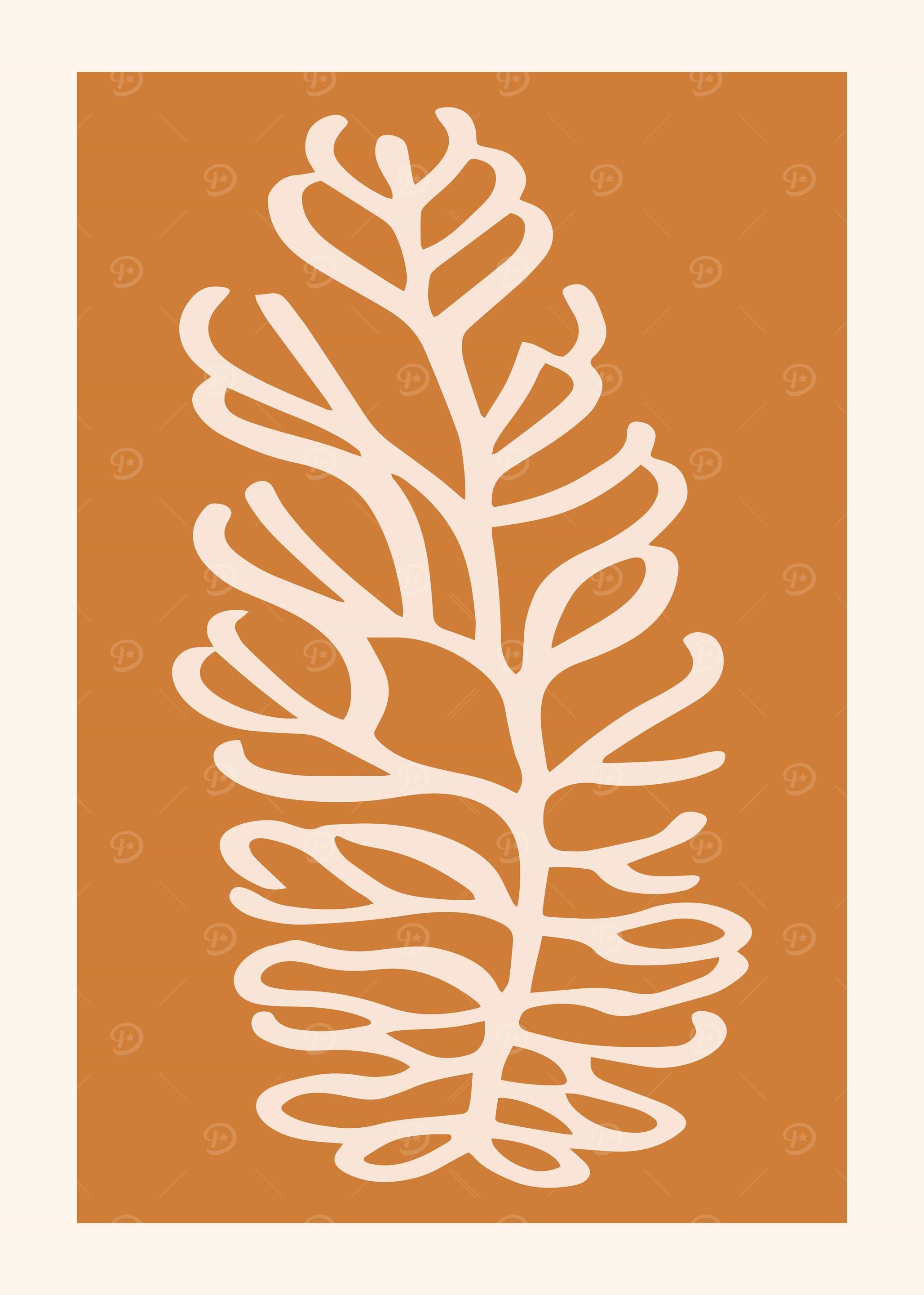 Boho Line Art Leaf