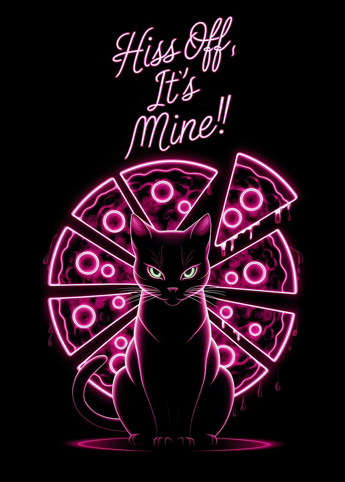 Neon Pizza Cat Hiss Off