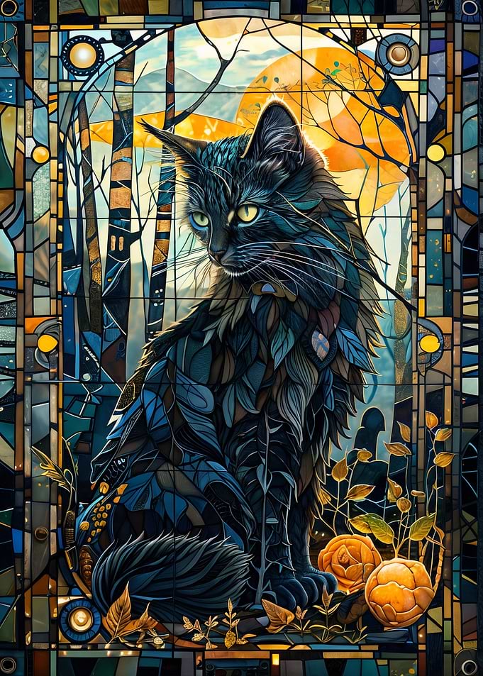 Mystical Cat in Glass