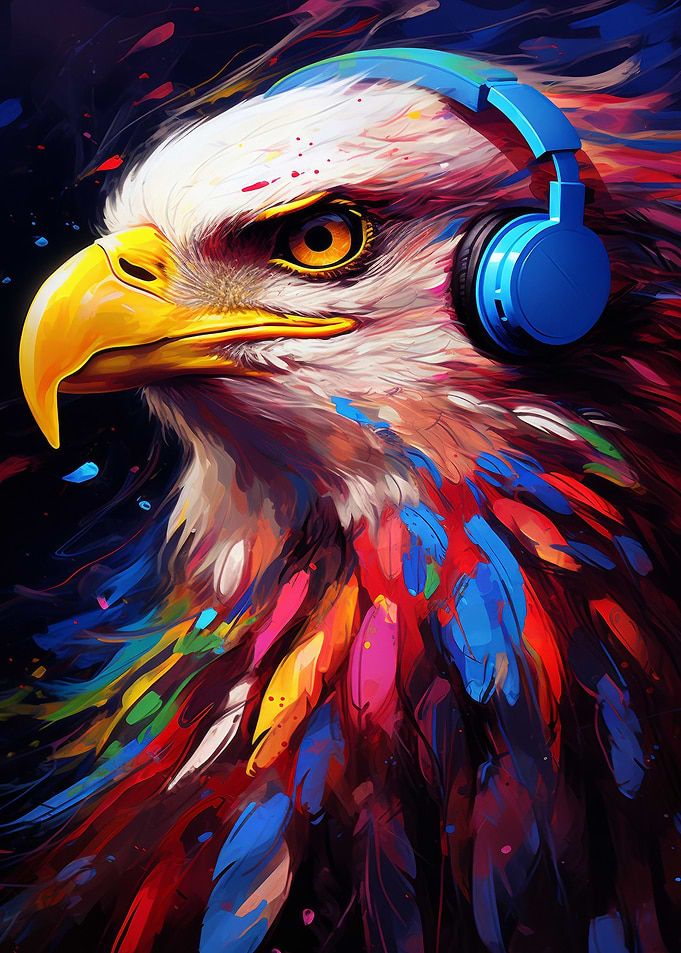 Eagle with Headphones