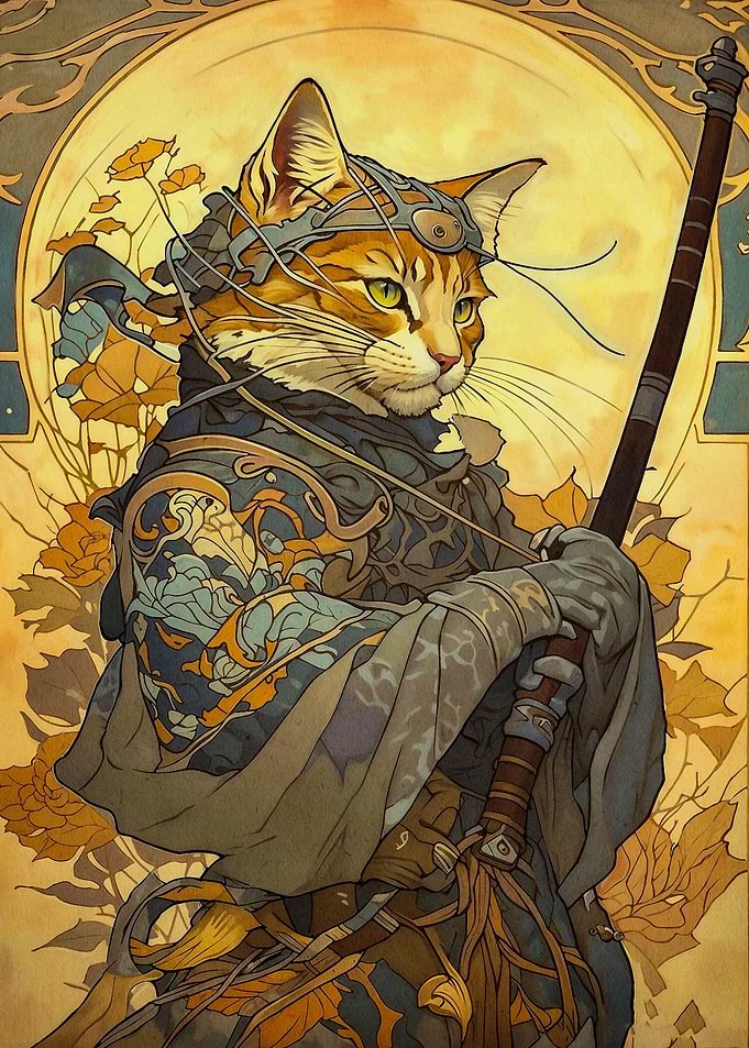 cat samurai japan