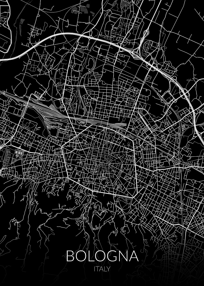 Bologna Black White Map