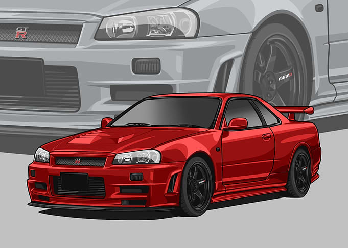 Nissan r34 Skyline red