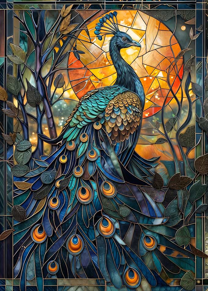 Radiant Stained Peacock
