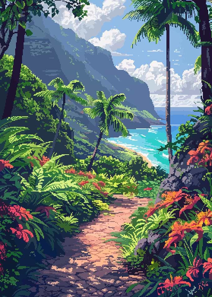 Hawaii Retro Pixel Art