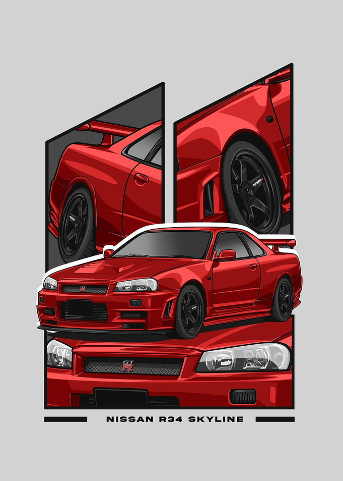 Nissan r34 Skyline red