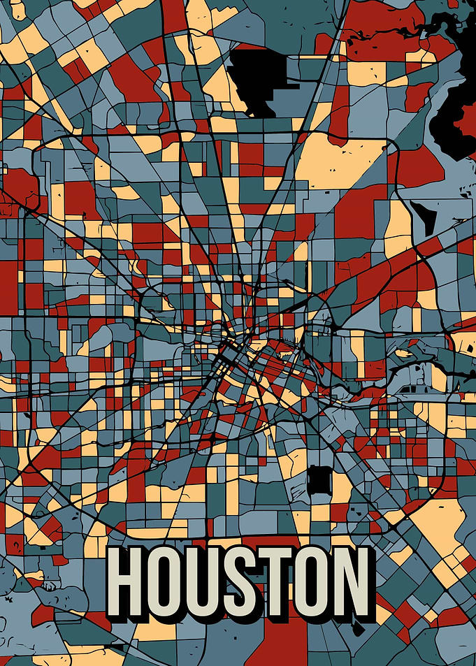 Houston Earthtone City Map