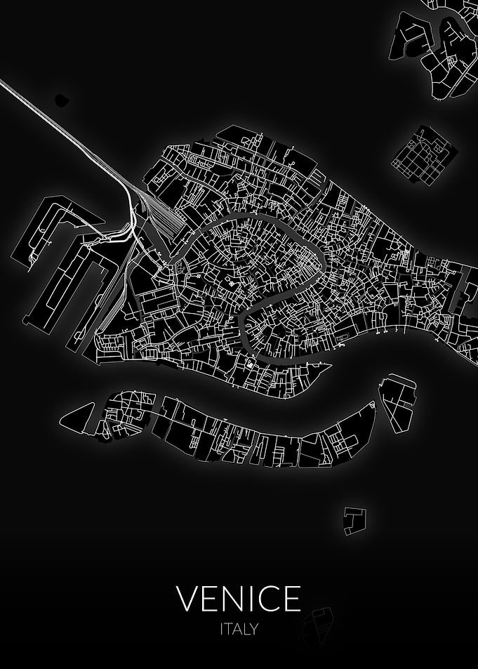 Venice Black White Map