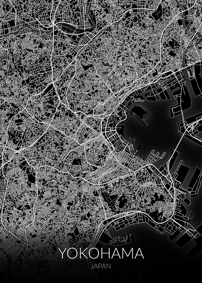 Yokohama Black White Map