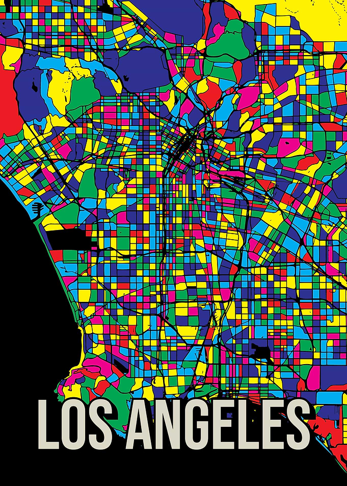 Los Angeles Colorful Map