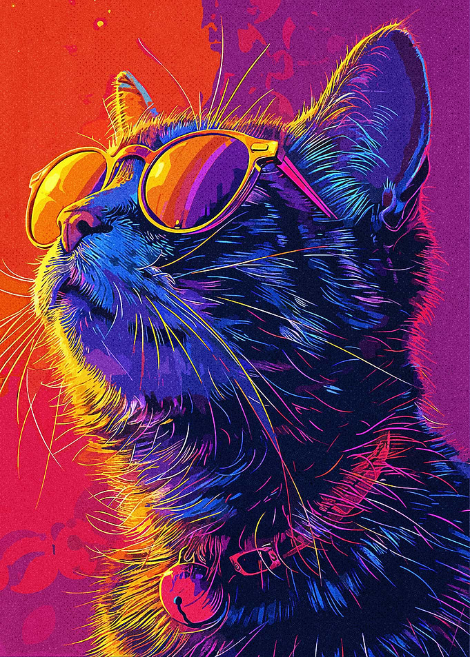 Colorful Cat Painting