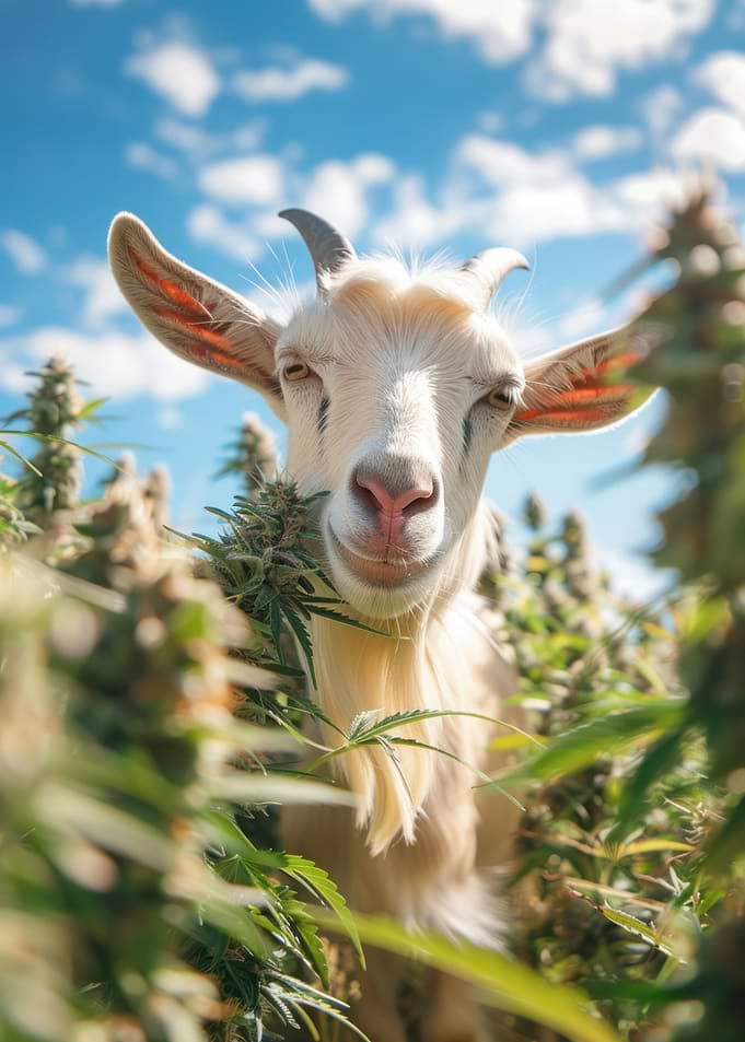 Curious Goat in Greenery