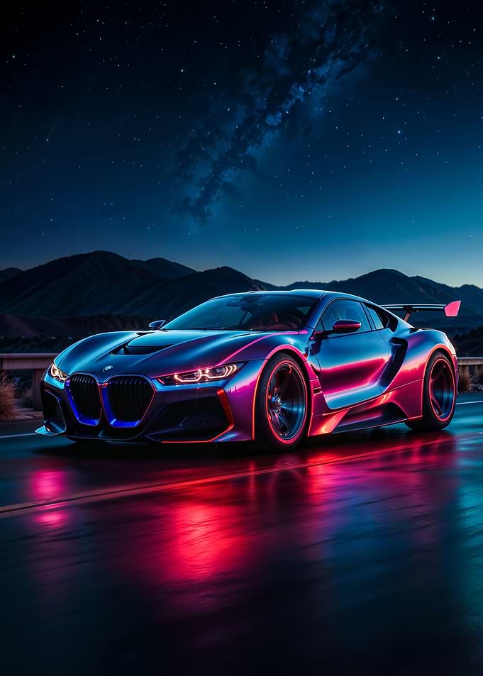 Neon BMW Sports Car Night