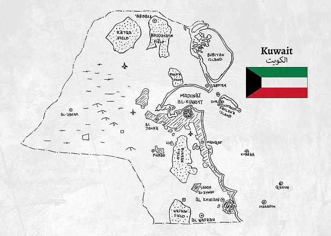 Handdrawn Kuwait Map