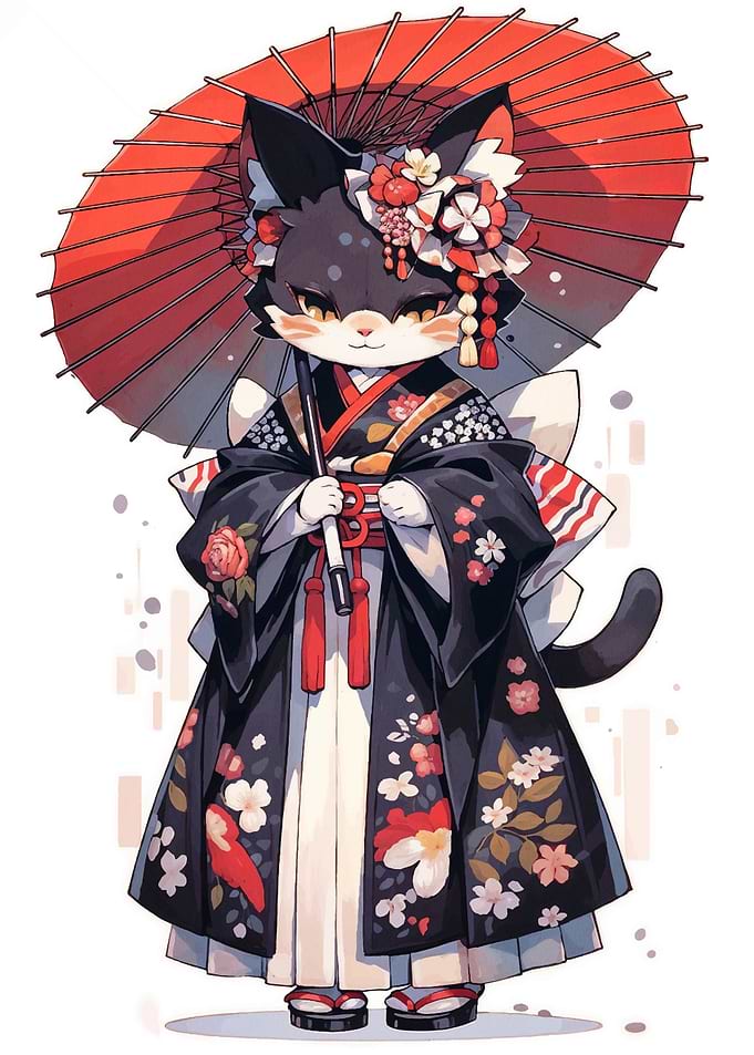 Cat Kimono Japan Kawaii