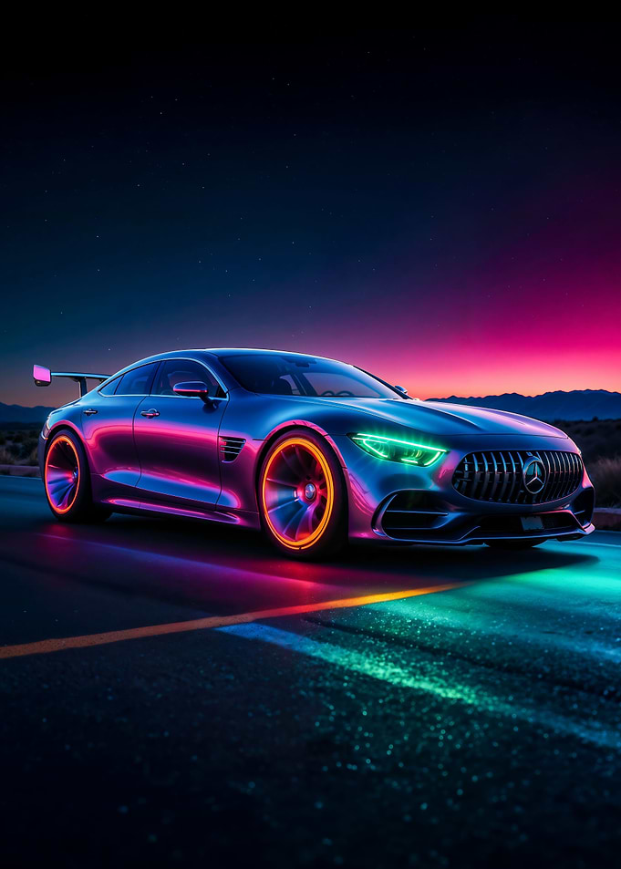 Neon Mercedes AMG Car