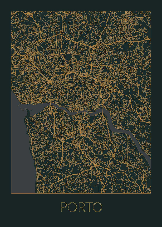 Porto Gray Orange Map