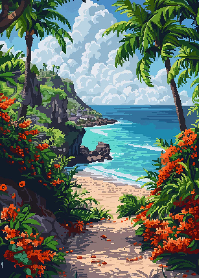 Hawaii Beach Pixel Art
