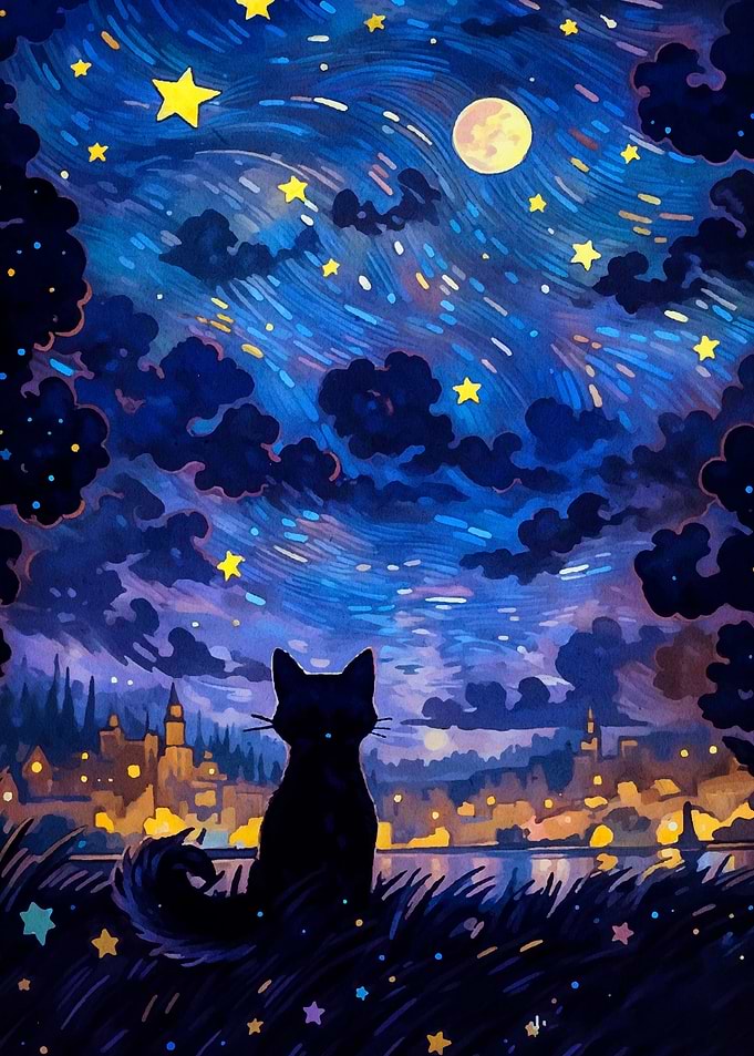 starry night cat
