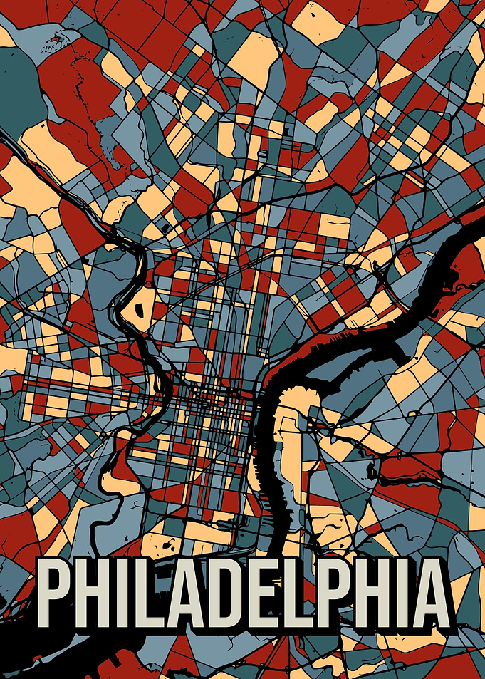 Philadelphia Earthtone Map