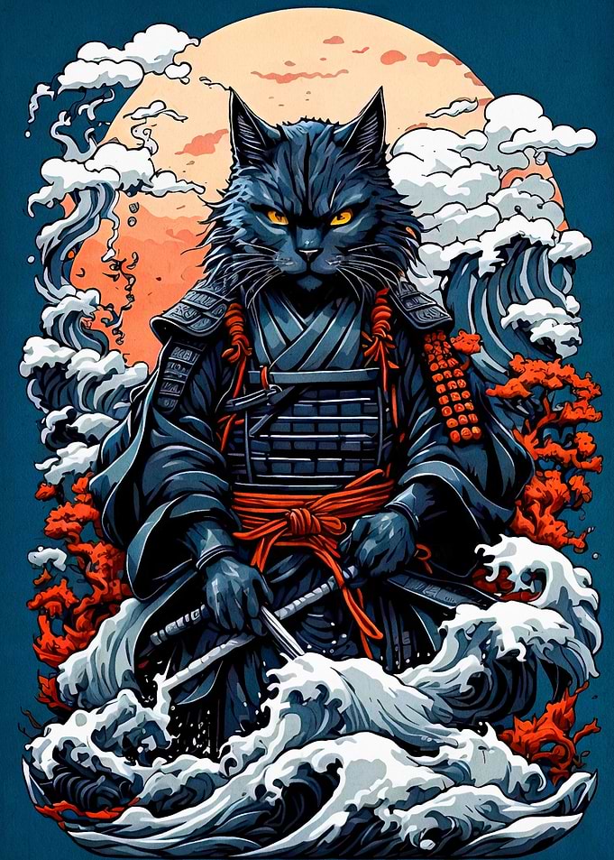 cat samurai japan