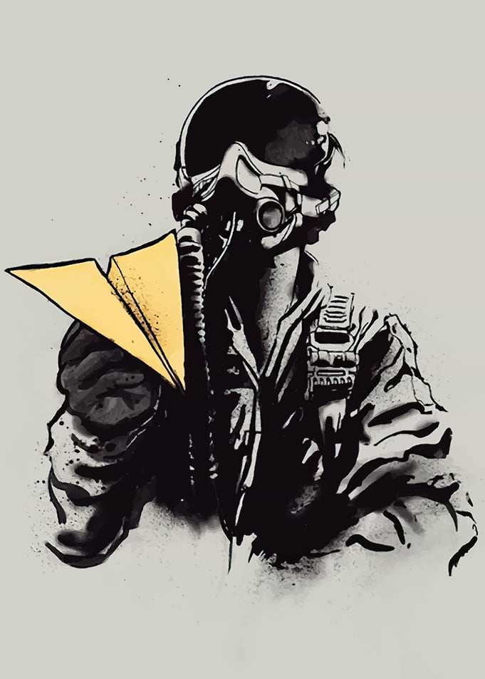 pilot with paper airplane