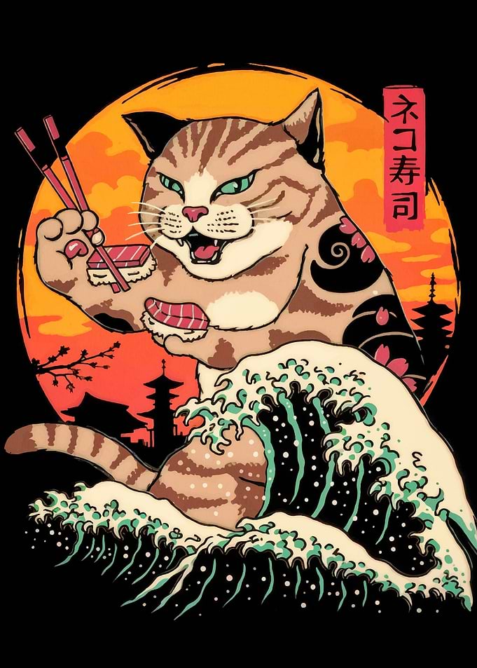 Cat Sushi Wave Japan
