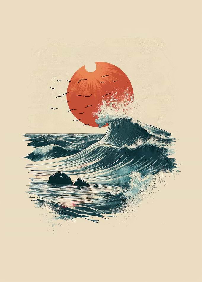 Vintage Ocean Sunset