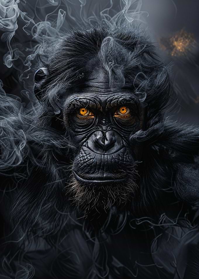 Chimpanzee in Black Smoke