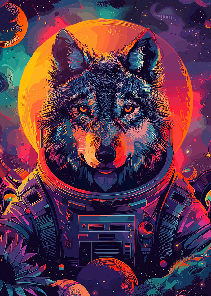 Wolf Astronaut Space