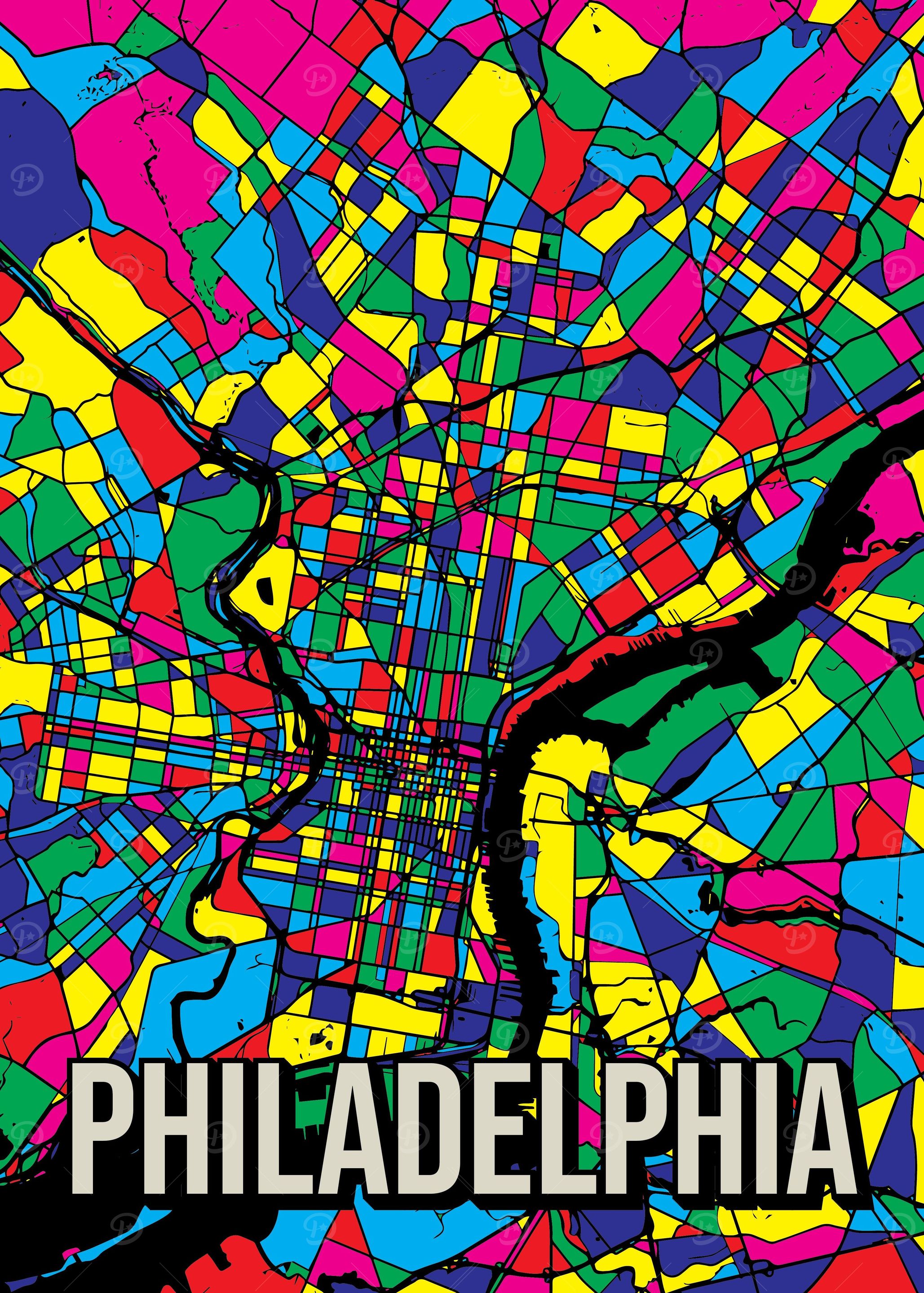 Philadelphia Colorful Map
