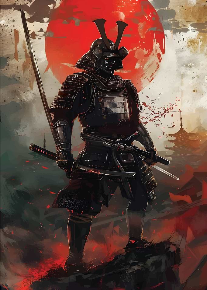 Red Moon Samurai Warrior