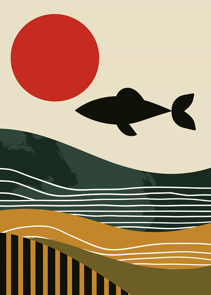 Abstract Sun Ocean Waves