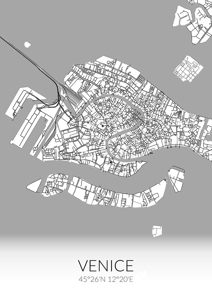 Venice City Map White