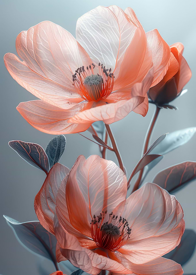 two crystal pink flowers