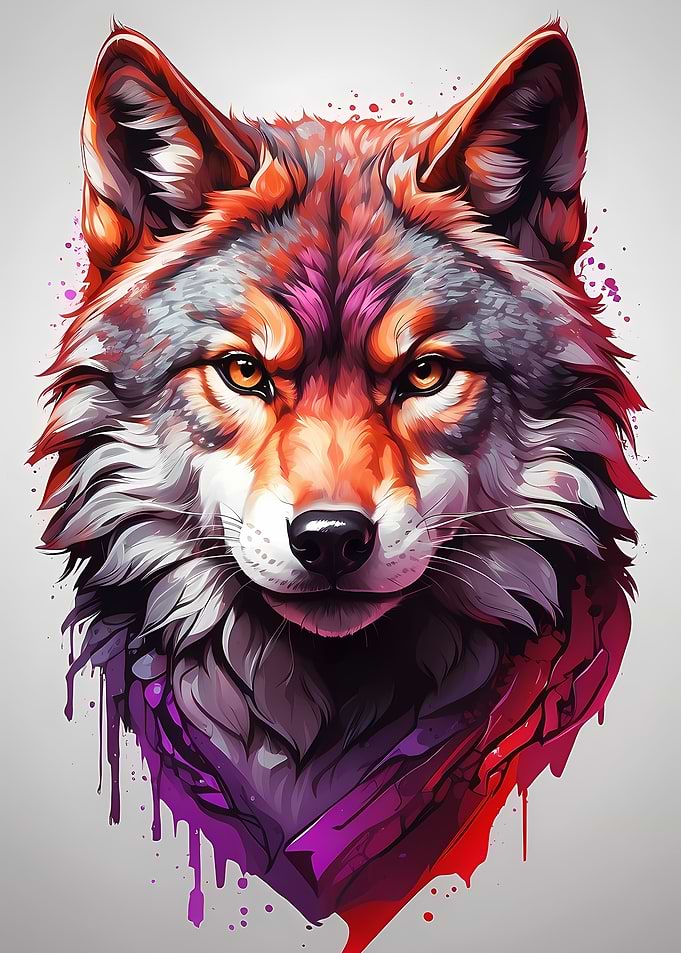 Vivid Wolf Portrait