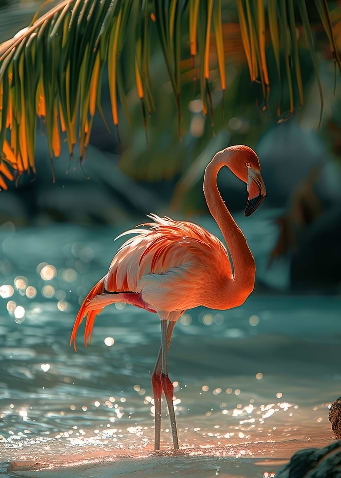 Flamingo with palm
