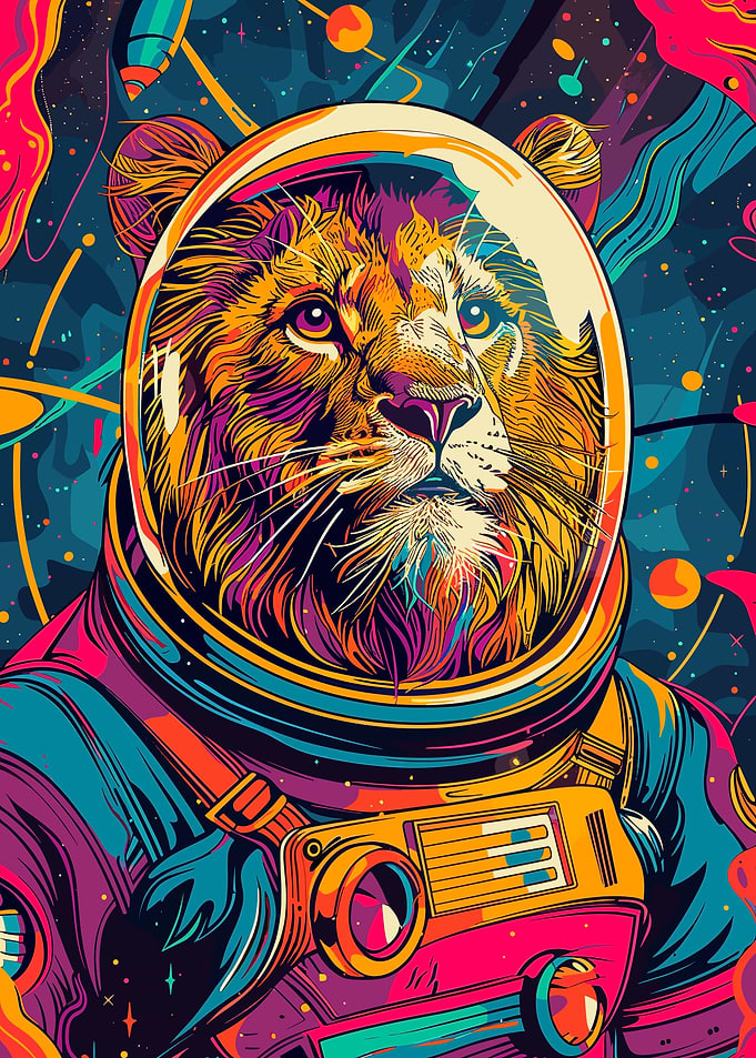 Lion Astronaut Space