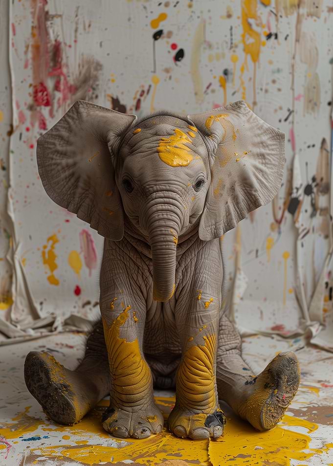 Baby Elephant Paint Splash