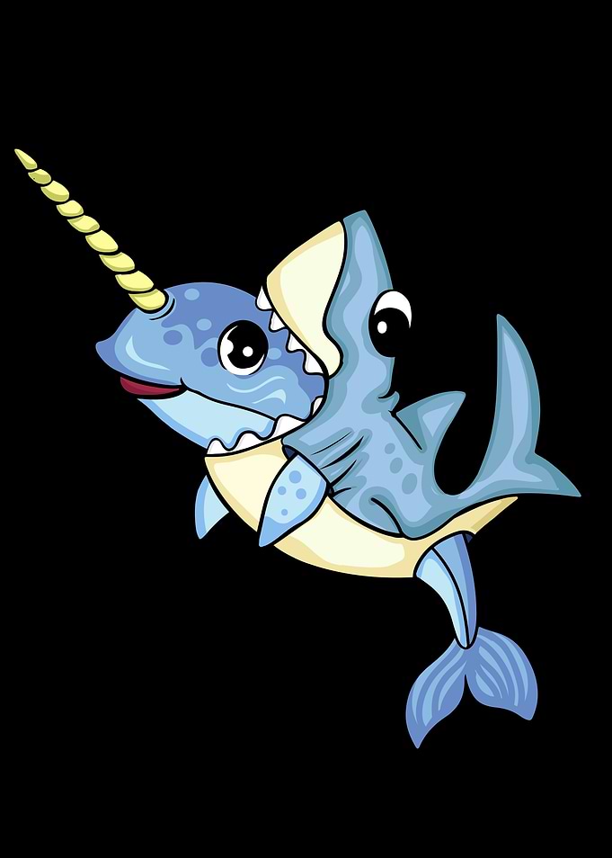 Cute Narwhal In Shark Kids