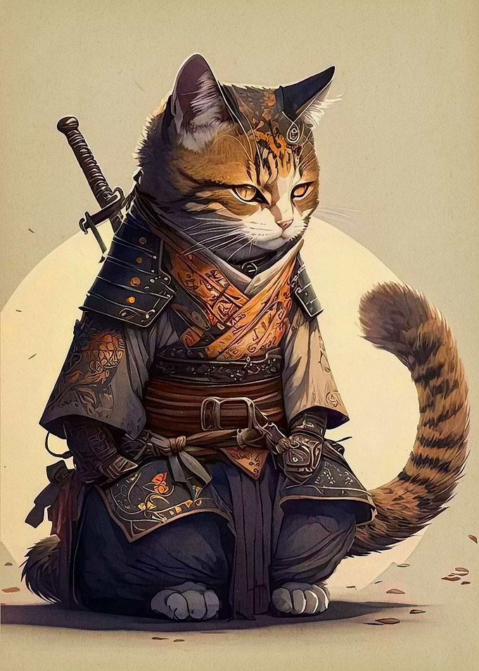 cat samurai japan