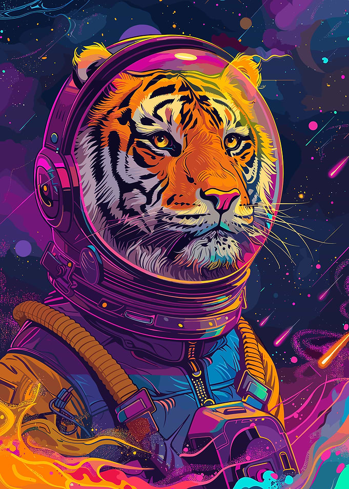 Tiger Astronaut Space