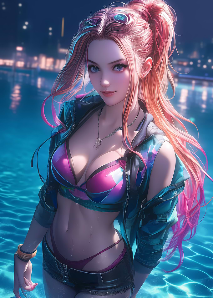 Night Poolside Anime