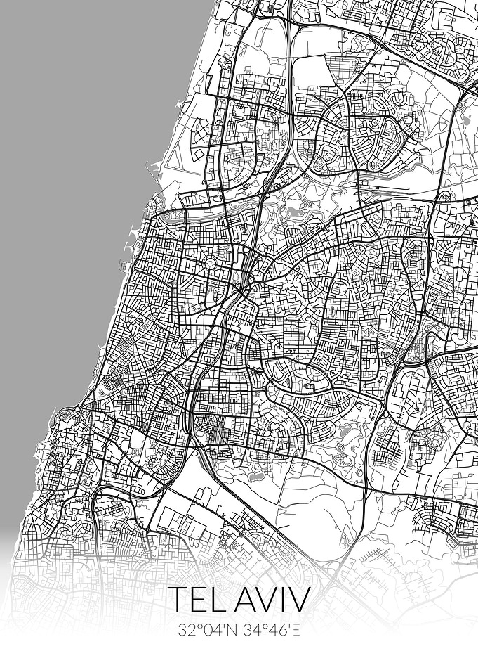 Tel Aviv City Map White