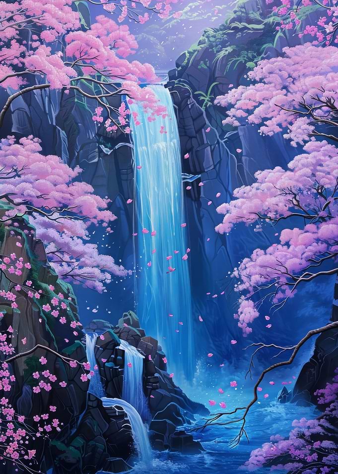 Waterfall Japan Painting