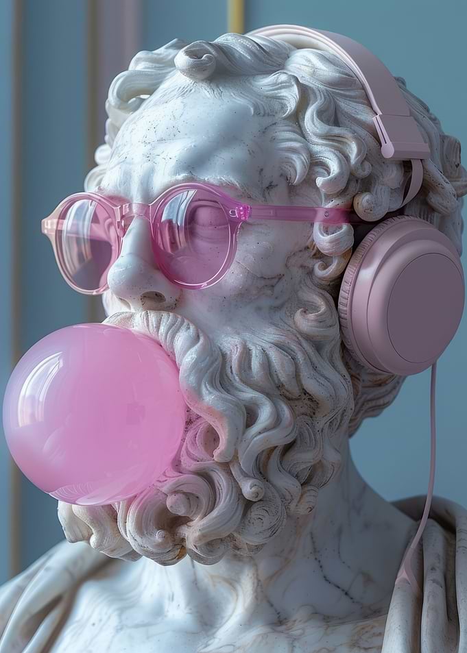 Plato statue with gum