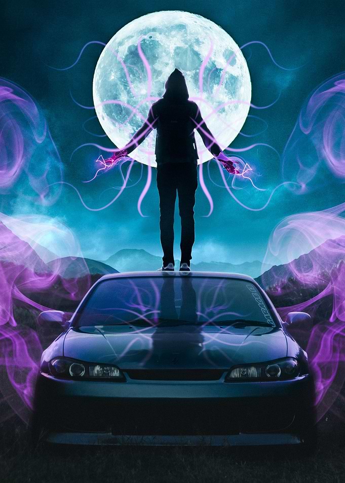 Man Moon Car