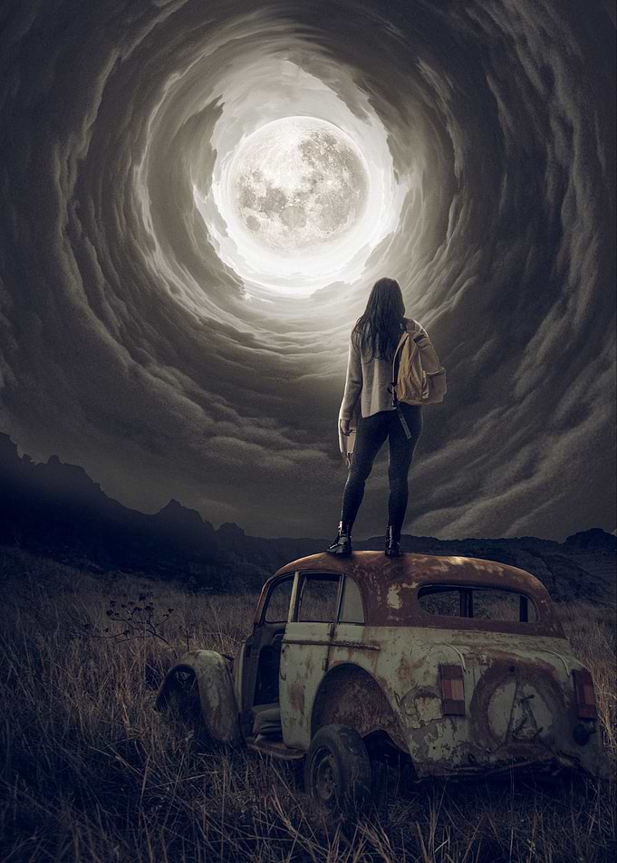 Dark Girl and Car