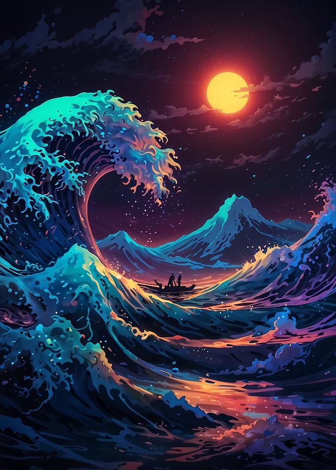 Big Wave Moonlit Voyage